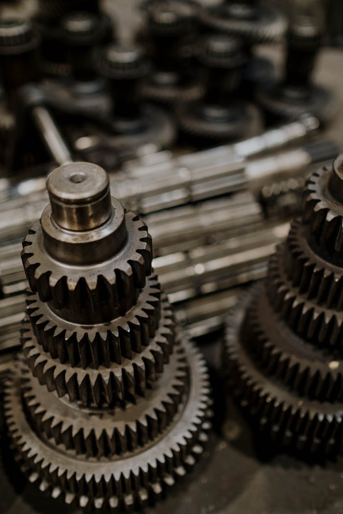 Close-up of Spare Parts in a Garage